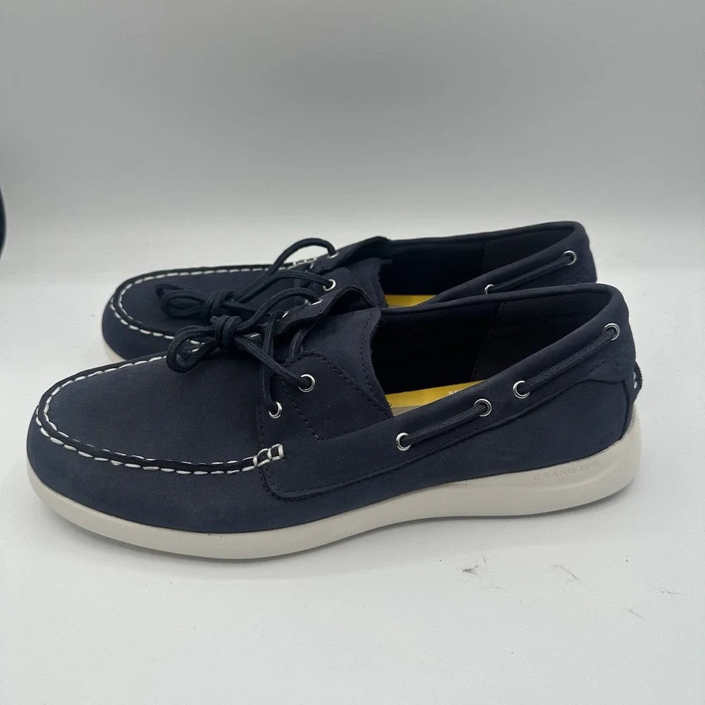 Cole Haan Grand Atlantic Boat Shoes Mens Sz 9 M Marine Navy Blue Lace Up‎ C36080